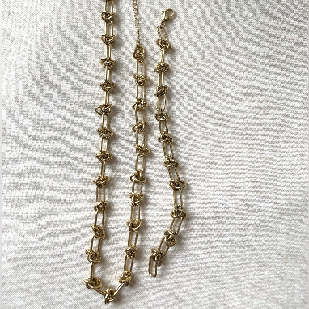 Gold plated necklace and bracelet set